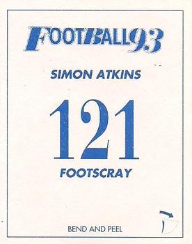 1993 Select AFL Stickers #121 Simon Atkins Back
